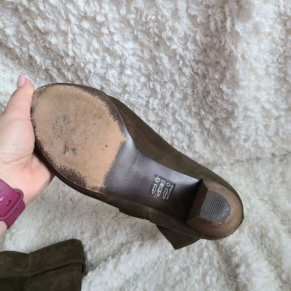 Free People Adella Boot Suede Sage Green Bootie sz 38 - Picture 9 of 10